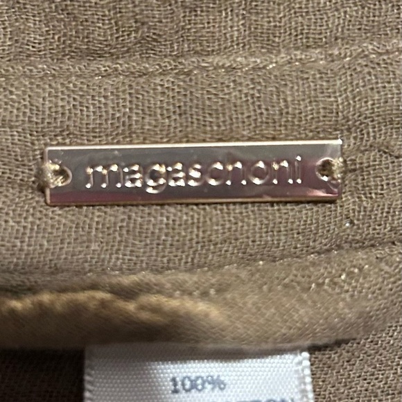 Magaschoni Organic Cotton Gauze Tie Waist Shirt Dress Brown Minimalist Sz L - Picture 2 of 8